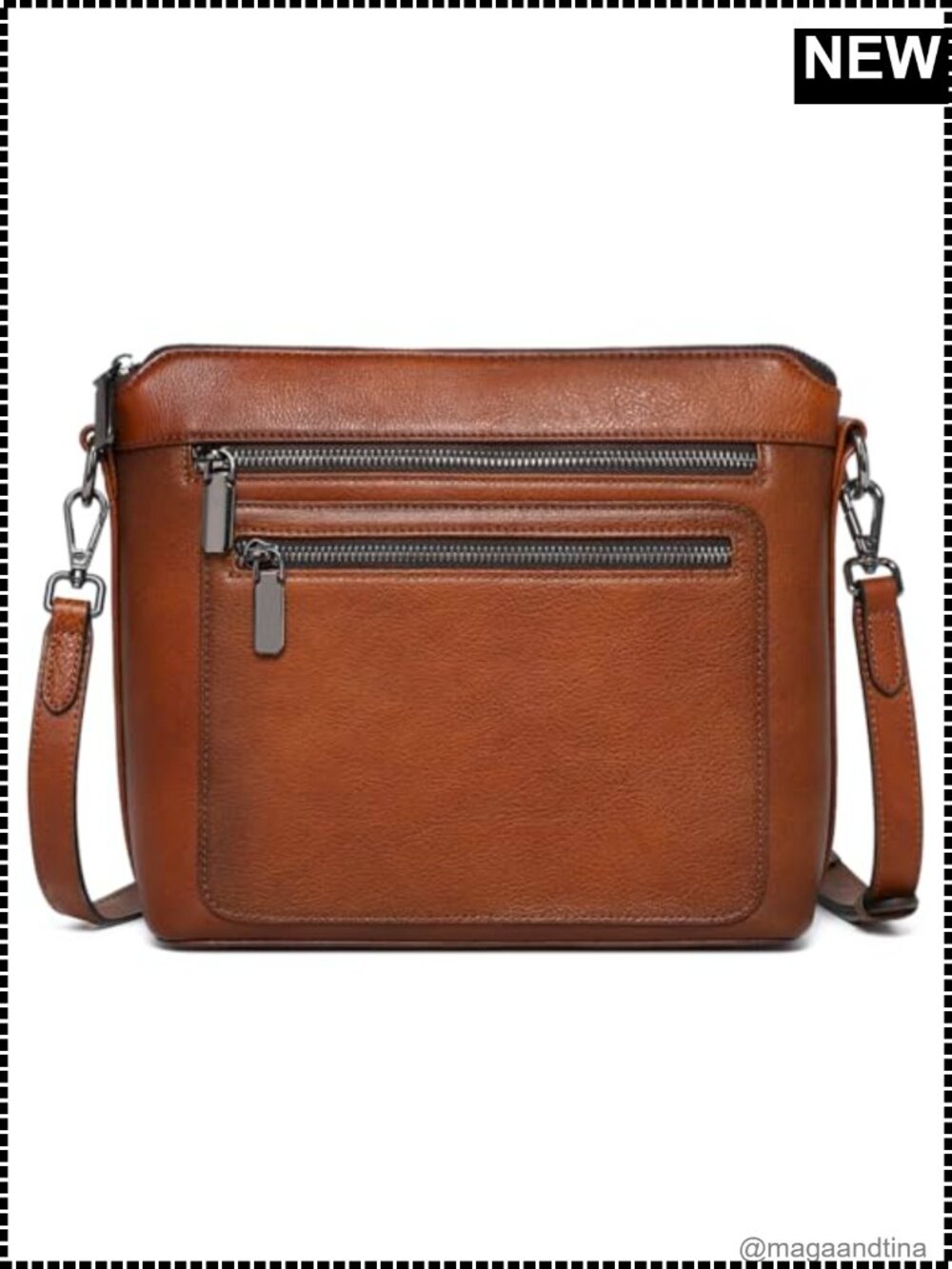 Genuine Leather Crossbody Bag Purse with Multiple Pockets